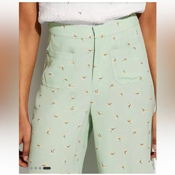 COACH Printed Loom Pants. Green and white size 0/ XS-S NWOT lightweight summer - Picture 3 of 16